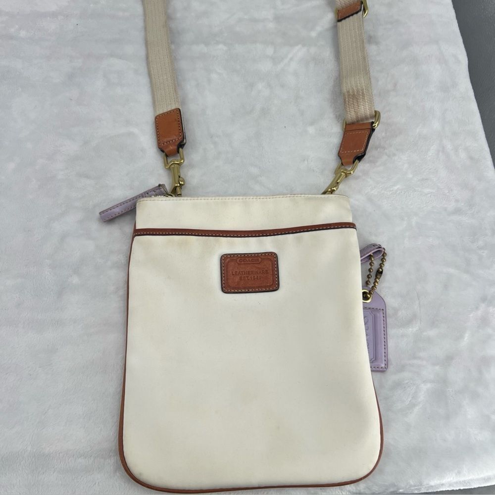 Coach Vintage Cream and Tan Crossbody Bag F10800
